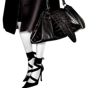 GUCCI Tom Ford Black Leather Strappy Ribbon Heels